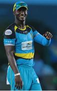 31 July 2016; Daren Sammy captain of the St Lucia Zouks smiles as he leaves the field after winning Match 30 of the Hero Caribbean Premier League match between Jamaica Tallawahs v St Lucia Zouks at Central Broward Stadium in Lauderhill, Florida, United States of America. Photo Ashley Allen/Sportsfile