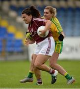 1 August 2016; Gillian O’Connor of Galway in action against Kelly Wilson of Donegal during the TG4 Ladies Football All-Ireland Senior Championship Qualifiers match between Galway and Donegal at Glennon Brothers Pearse Park in Longford. Photo by Seb Daly/Sportsfile