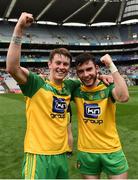 30 July 2016; Mark Curran and Seaghan Ferry of Donegal celebrate after the the Electric Ireland GAA Football All-Ireland Minor Championship Quarter-Final match between Donegal and Cork at Croke Park in Dublin. Photo by Oliver McVeigh/Sportsfile