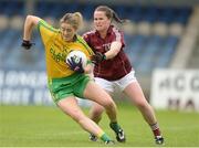 1 August 2016; Yvonne McMonagle of Donegal in action against Nicola Ward of Galway during the TG4 Ladies Football All-Ireland Senior Championship Qualifiers match between Galway and Donegal at Glennon Brothers Pearse Park in Longford. Photo by Eóin Noonan/Sportsfile