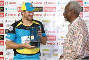 31 July 2016;Shane Watson collects his man of the match award after Match 30 of the Hero Caribbean Premier League match between Jamaica Tallawahs v St Lucia Zouks at Central Broward Stadium in Lauderhill, Florida, United States of America. Photo Ashley Allen/Sportsfile