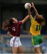 1 August 2016; Fabienne Cooney of Galway in action against Niamh Hegarty of Donegal during the TG4 Ladies Football All-Ireland Senior Championship Qualifiers match between Galway and Donegal at Glennon Brothers Pearse Park in Longford. Photo by Seb Daly/Sportsfile