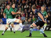 30 September 2010; Connacht's Michael McCarthy takes on Cardiff Blues' Bradley Davies. Celtic League, Cardiff Blues v Connacht, Cardiff City Stadium, Cardiff, Wales. Picture credit: Ian Cook / SPORTSFILE