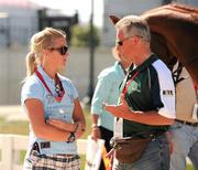 30 September 2010; Camilla Speirs and Ferdi Eilberg, dressage coach to the Irish Eventing team, after the Dressage, Part 1, in FEI World Eventing Championship at the 2010 Alltech FEI World Equestrian Games. Kentucky Horse Park, Lexington, Kentucky, USA. Picture credit: Ray McManus / SPORTSFILE