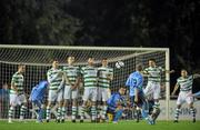 1 October 2010; Keith Ward, 13, UCD,  scores his side's  third goal. Airtricity League Premier Division, UCD v Shamrock Rovers, Belfield Bowl, UCD, Belfield, Dublin. Picture credit: David Maher / SPORTSFILE