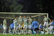 1 October 2010; Keith Ward, 13, UCD, scores his side's  third and winning goal. Airtricity League Premier Division, UCD v Shamrock Rovers, Belfield Bowl, UCD, Belfield, Dublin. Picture credit: David Maher / SPORTSFILE