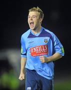 1 October 2010; Keith Ward, UCD, celebrates after scoring his side's third and winning goal. Airtricity League Premier Division, UCD v Shamrock Rovers, Belfield Bowl, UCD, Belfield, Dublin. Picture credit: David Maher / SPORTSFILE