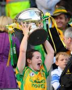 26 September 2010; Geraldine McLaughlin, Donegal, lifts the Mary Quinn Memorial Cup TG4 All-Ireland Intermediate Ladies Football Championship Final, Donegal v Waterford, Croke Park, Dublin. Picture credit: Dáire Brennan / SPORTSFILE