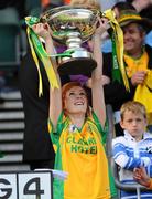 26 September 2010; Deirdre Foley, Donegal, lifts the Mary Quinn Memorial Cup TG4 All-Ireland Intermediate Ladies Football Championship Final, Donegal v Waterford, Croke Park, Dublin. Picture credit: Dáire Brennan / SPORTSFILE