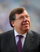 26 September 2010; An Taoiseach Brian Cowen T.D., before the game. TG4 All-Ireland Senior Ladies Football Championship Final, Dublin v Tyrone, Croke Park, Dublin. Picture credit: Dáire Brennan / SPORTSFILE