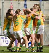 26 September 2010; The Donegal players celebrate after the game. TG4 All-Ireland Intermediate Ladies Football Championship Final, Donegal v Waterford, Croke Park, Dublin. Picture credit: Dáire Brennan / SPORTSFILE