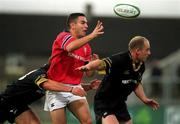 7 August 2001; Jeremy Staunton of Munster in action against Harvey Bijon, right, and Peter Scrivener of London Wasps during the Triangular Tournament match between Munster and London Wasps at Thomond Park in Limerick. Photo by Matt Browne/Sportsfile
