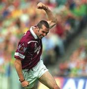 5 August 2001; Paul Conway of Westmeath celebrates after scoring his side's first goal during the Bank of Ireland All-Ireland Senior Football Championship Quarter-Final match between Meath and Westmeath at Croke Park in Dublin. Photo by Aoife Rice/Sportsfile