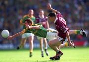5 August 2001; Richie Kealy of Meath in action against Dessie Dolan of Westmeath during the Bank of Ireland All-Ireland Senior Football Championship Quarter-Final match between Meath and Westmeath at Croke Park in Dublin. Photo by Ray McManus/Sportsfile