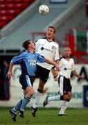 7 August 2001; Mark Venus of Ipswich Town in action against Brendan Markey of Dublin City during the Pre-Season Friendly match between Dublin City and Ipswich Town at Tolka Park in Dublin. Photo by David Maher/Sportsfile