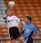 7 August 2001; Alan Armstrong of Ipswich Town in action against Ray McLoughlin of Dublin City during the Pre-Season Friendly match between Dublin City and Ipswich Town at Tolka Park in Dublin. Photo by David Maher/Sportsfile