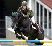 8 August 2001; Boherdeal Clover with Lt. David O'Brien up during the Kerrygold Welcome Stakes at the Kerrygold Horse Show at the RDS in Dublin. Photo by Matt Browne/Sportsfile