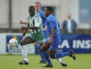 9 August 2001; Fabian Wilnis of Ipswich Town in action against Marlon James of Bray Wanderers during the Friendly match between Bray Wanderers and Ipswich Town at the Carlisle Grounds in Bray, Wicklow. Photo by Matt Browne/Sportsfile