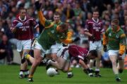 11 August 2001; Fergal Murray of Westmeath is tackled by John McDermott of Meath during the Bank of Ireland All-Ireland Senior Football Championship Quarter-Final Replay match between Meath and Westmeath at Croke Park in Dublin. Photo by Matt Browne/Sportsfile