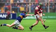 12 August 2001; Adrian Callanan of Galway in action against Conor O'Mahony of Tipperary
