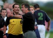 12 August 2001; Shamrock Rovers manager Damien Richardson is sent from the pitch by referee Jimmy O'Neill during the eircom League Premier Division match between Bray Wanderers and Shamrock Rovers at the Carlisle Ground in Bray, Wicklow. Photo by Matt Browne/Sportsfile
