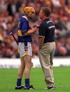 12 August 2001; Tipperary manager Nicky English has a word with Lar Corbett before the Guinness All-Ireland Senior Hurling Championship Semi-Final match between Wexford and Tipperary at Croke Park in Dublin. Photo by Damien Eagers/Sportsfile