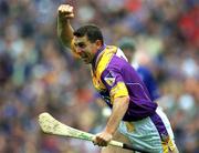 12 August 2001; Larry O'Gorman of Wexford celebrates scoring his second, and his side's third goal, during the Guinness All-Ireland Senior Hurling Championship Semi-Final match between Wexford and Tipperary at Croke Park in Dublin. Photo by Ray McManus/Sportsfile