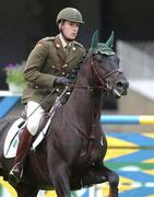 8 August 2001; Lt. David O'Brien on Boherdeal Clover during the Kerrygold Welcome Stakes at the Kerrygold Horse Show at the RDS in Dublin. Photo by Matt Browne/Sportsfile