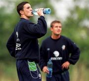 13 August 2001; John O'Shea pictured takes a drink of water during a Republic of Ireland training session at the AUL Grounds in Clonshaugh, Dublin. Photo by Damien Eagers/Sportsfile