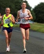 11 August 2001; Colin Dalton, 512, of Civil Service AC, on his way to winning Frank Duffy 10 mile road race, ahead of eventual second place finisher Alan Merriman of Liffey Valley AC during the Frank Duffy 10 Mile Road Race in Dublin. Photo by Ronnie McGarry/Sportsfile