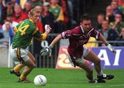 11 August 2001; David Mitchell of Westmeath in action against Graham Geraghty of Meath during the Bank of Ireland All-Ireland Senior Football Championship Quarter-Final Replay match between Meath and Westmeath at Croke Park in Dublin. Photo by Aoife Rice/Sportsfile