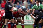 10 August 2001; Munster players, from left, John Hayes, James Blaney and Marcus Horan in the scrum during the Friendly match between Munster and Bath at Thomond Park in Limerick. Photo by Matt Browne/Sportsfile