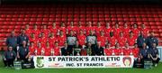 13 August 2001; Players, backroom team and officials pose for a squad photo during a St Patrick's Athletic, incorporating St Francis, Squad Portrait session at Richmond Park in Dublin. Photo by Ray McManus/Sportsfile
