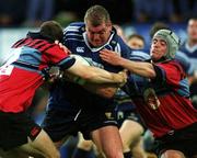 8 August 2001; Victor Costello of Leinster is tackled by Andrew Handerson, left, and Donnie Macfadyen of Glasgow during the Celtic League match between Leinster and Glasgow in Donnybrook Stadium in Dublin. Photo by Matt Browne/Sportsfile