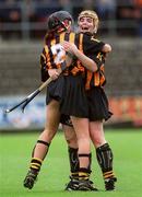 18 August 2001; Kilkenny captain Mairead Costelloe, behind, celebrates with team-mate Marie Maher after the All-Ireland Senior Camogie Championship Semi-Final match at Cusack Park in Mullingar, Westmeath. Photo by Matt Browne/Sportsfile