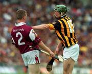 19 August 2001; Henry Shefflin of Kilkenny tussles with Gregory Kennedy of Galway during the Guinness All-Ireland Senior Hurling Championship Semi-Final match between Kilkenny and Galway at Croke Park in Dublin. Photo by Pat Murphy/Sportsfile