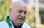 1 August 2016; Kevin Kilty, Chef de Equipe of Ireland, is interviewed during their team's welcome ceremony in the Olympic Village ahead of the start of the 2016 Rio Summer Olympic Games in Rio de Janeiro, Brazil. Photo by Brendan Moran/Sportsfile