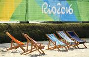 1 August 2016; Deckchairs in the Olympic Village ahead of the start of the 2016 Rio Summer Olympic Games in Rio de Janeiro, Brazil. Photo by Brendan Moran/Sportsfile