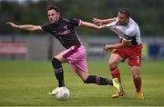 1 August 2016; Danny Furlong of Wexford Youths in action against Ger O'Brien of St. Patrick's Athletic during the SSE Airtricity League Premier Division match between Wexford Youths and St. Patrick's Athletic at Ferrycarrig Park in Wexford. Photo by David Maher/Sportsfile