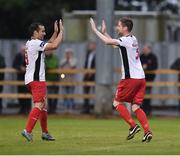 1 August 2016; Ian Bermingham, right of St.Patrick's Athletic celebrates after scoring his side's first goal with teammate Christy Fagan during the SSE Airtricity League Premier Division match between Wexford Youths and St. Patrick's Athletic at Ferrycarrig Park in Wexford. Photo by David Maher/Sportsfile