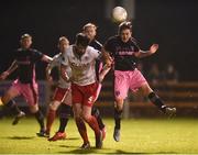 1 August 2016; Andy Mulligan of Wexford Youths in action against Darren Dennehy of St. Patrick's Athletic during the SSE Airtricity League Premier Division match between Wexford Youths and St. Patrick's Athletic at Ferrycarrig Park in Wexford. Photo by David Maher/Sportsfile