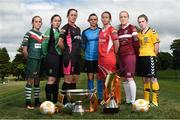02 August 2016; Players left to right, Evelyn Daly, Cork City Women's FC, Rachel Doyle, Peamount United, Kylie Murphy, Wexford Youths Women's FC, Aine O'Gorman, UCD Waves FC, Pearl Slattery, Shelbourne Ladies FC, Meabh De Burca, Galway WFC and Aislinn Carroll, Kilkenny  United WFC in attendance during the launch of the Continental Tyres Women's National League at FAI HQ in Abbotstown, Dublin. The 2016 season will kick off this Saturday, August 6th and will run until December 2016. Follow all the action at @FAI_WNL or #WNL. Photo by David Maher/Sportsfile