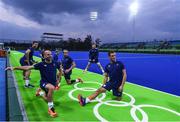 2 August 2016; The Ireland hockey team warm-up in the Olympic Hockey Centre ahead of the start of the 2016 Rio Summer Olympic Games in Rio de Janeiro, Brazil. Photo by Ramsey Cardy/Sportsfile