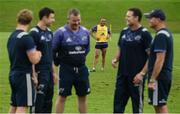 3 August 2016; Simon Zebo of Munster is seen behind members of the Munster coaching team, from left to right, head coach Anthony Foley, technical coach Felix Jones, scrum coach Jerry Flannery, director of rugby Rassie Erasmus, and defence coach Jacques Nienaber after Munster Rugby Squad Training at University of Limerick in Limerick. Photo by Diarmuid Greene/Sportsfile