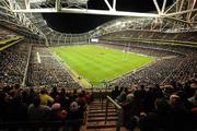 2 October 2010; A general view of the Aviva Stadium as spectators watch the action during the second half. Celtic League, Leinster v Munster, Aviva Stadium, Lansdowne Road, Dublin. Picture credit: Diarmuid Greene / SPORTSFILE