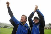 3 October 2010; Graeme McDowell and Rory Mcllroy, Team Europe, celebrates their win on the 17th green against Zach Johnson and Hunter Mahan, Team USA, during their third session foursomes. The 2010 Ryder Cup, The Celtic Manor Resort, City of Newport, Wales. Picture credit: Matt Browne / SPORTSFILE
