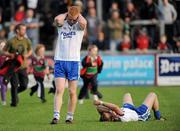 3 October 2010; A dejected Conor Nevin and Conor Wilkinson, Ballinderry Shamrocks, at the final whistle. Derry County Senior Football Championship Final, Ballinderry v Coleraine Eoghan Rua, Celtic Park, Derry. Picture credit: Oliver McVeigh / SPORTSFILE