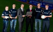 4 October 2010; At the launch of the Comhairle Ardoideachais Website were, from left, Waterford I.T. players Noel Connors and Shane Fives, Sean L'Estrange from Ulster Bank, Ray O'Brien, Chairman of Comhairle Ardoideachais and UCD players Donie Kingston and John Heslin. Croke Park, Dublin. Photo by Sportsfile