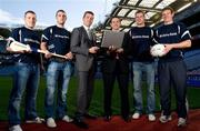4 October 2010; At the launch of the Comhairle Ardoideachais Website were, from left, Waterford I.T. players Noel Connors and Shane Fives, Sean L'Estrange from Ulster Bank, Ray O'Brien, Chairman of Comhairle Ardoideachais and UCD players Donie Kingston and John Heslin. Croke Park, Dublin. Photo by Sportsfile