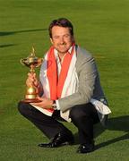 4 October 2010; Graeme McDowell, Team Europe, with the Ryder Cup. The 2010 Ryder Cup, The Celtic Manor Resort, City of Newport, Wales. Picture credit: Matt Browne / SPORTSFILE